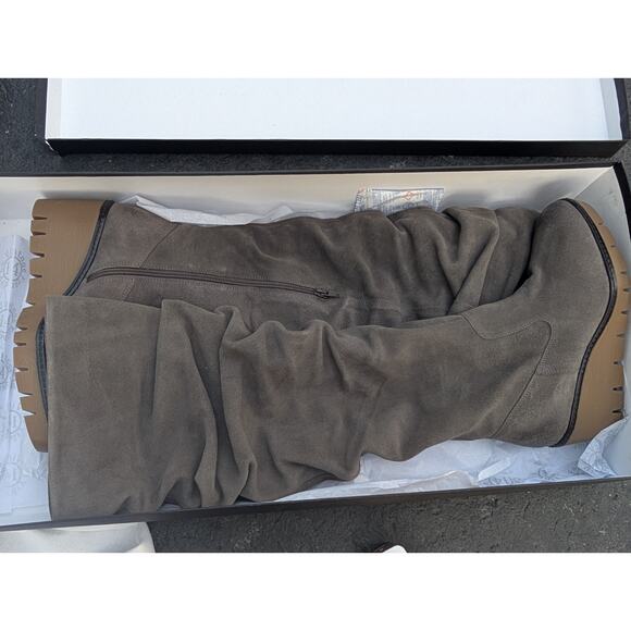 Vintage Foundry Co Womens Maisie Tall Suede Wedge Boots 9 Gray Slouch Soft Luxe - Picture 6 of 8